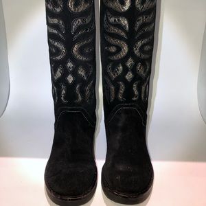 Carlos Santana Tall Black Suede Artista Boots